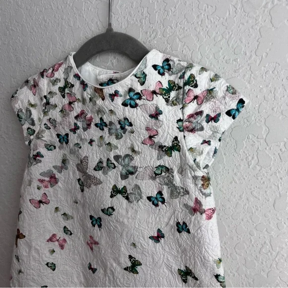 Zara Baby Girl Dress Mini Top Butterfly Print Pink Blue White Kids - Picture 5 of 9